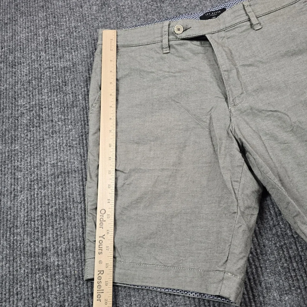 Ted Baker Shorts Mens 36 Gray Olive Stretch Chino Flat Front Casual 9"‎ Inseam - Picture 6 of 12